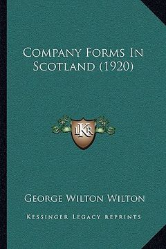 portada company forms in scotland (1920) (en Inglés)