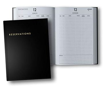 portada Reservations Book: Hardcover Restaurant Reservations; Double Page per day for Lunch and Dinner; 8. 5X11"; Black