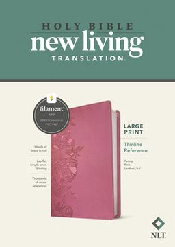 portada NLT Large Print Thinline Reference Bible, Filament-Enabled Edition (Leatherlike, Peony Pink, Red Letter) (en Inglés)
