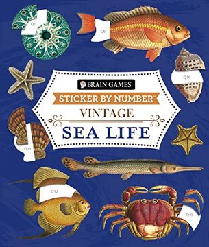 portada Brain Games - Sticker by Number - Vintage: Sea Life (28 Images to Sticker) (en Inglés)