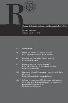portada Revista del Colegio de Abogados y Abogados de Puerto Rico Vol. 74 1-2: Sujetos a derecho