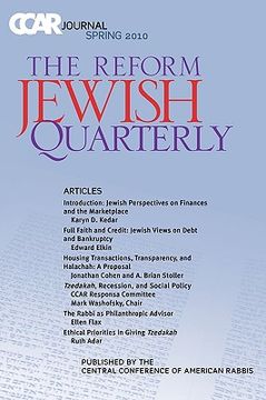 portada ccar journal: the reform jewish quarterly spring 2010, jewish perspectives on finances and the marketplace (en Inglés)