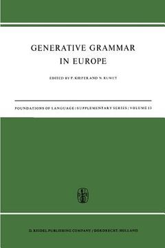 portada Generative Grammar in Europe (in English)