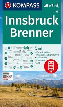 portada Kompass Wanderkarte 36 Innsbruck, Brenner 1: 50. 000 (en Alemán)