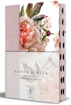 portada Biblia Reina Valera Revisada 1960 letra súper gigante, tapa dura contela y flores rosada cantos pintados índice/ Spanish Bible RVR 1960Super Giant Print,