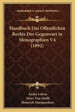 portada Handbuch Des Offentlichen Rechts Der Gegenwart in Monographien V4 (1892) (in German)