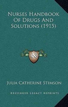 portada nurses handbook of drugs and solutions (1915) (in English)