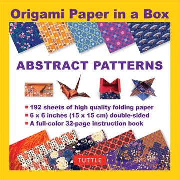 portada Origami Paper in a box - Abstract Patterns: 192 Sheets of Tuttle Origami Paper: 6x6 Inch Origami Paper Printed With 10 Different Patterns: 32-Page Instructional Book of 4 Projects (in English)