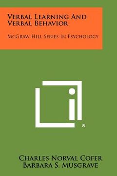 portada verbal learning and verbal behavior: mcgraw hill series in psychology (en Inglés)