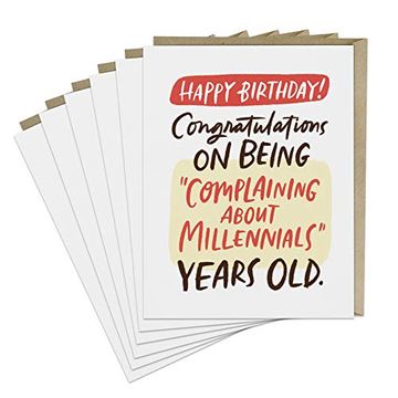 portada 6-Pack em & Friends Complaining About Millennials Birthday Cards (en Inglés)
