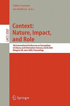 portada information context: nature, impact, and role: 5th international conference on conceptions of library and information sciences, colis 2005, glasgow, u (en Inglés)