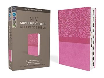 portada Niv, Super Giant Print Reference Bible, Leathersoft, Pink, red Letter, Thumb Indexed, Comfort Print (en Inglés)