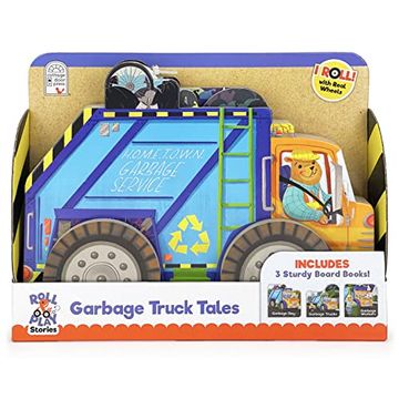 portada Garbage Truck Tales - Wheeled Board Book Set, 3-Book Gift set With Rolling Trash Truck Vehicle Slipcase for Toddlers Ages 1-5 (Roll & Play Stories) (en Inglés)