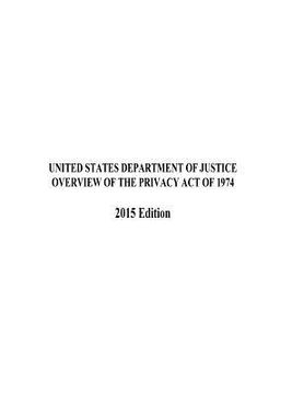 portada OVERVIEW OF THE PRIVACY ACT OF 1974 2015 Edition