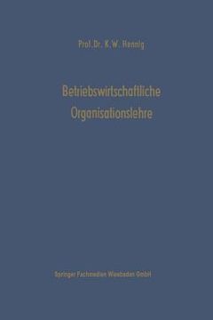 portada Betriebswirtschaftliche Organisationslehre (en Alemán)