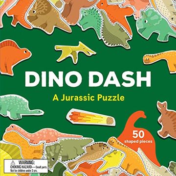 portada Dino Dash: A Jurassic Puzzle With 50 Shaped Pieces (en Inglés)