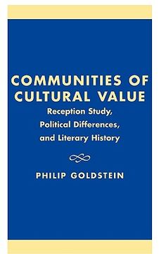 portada communities of cultural value: reception study, political differences, and literary history (en Inglés)