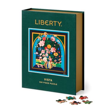 portada Galison Liberty Vista – 500 Piece Book Puzzle With Iconic Botanical Liberty Heirloom Print Artwork Packaged in Magnetic Keepsake Book Sized box