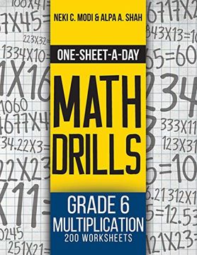 portada One-Sheet-A-Day Math Drills: Grade 6 Multiplication - 200 Worksheets (Book 19 of 24) 