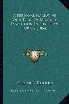 portada a personal narrative of a tour of military inspection in european turkey (1854) (en Inglés)