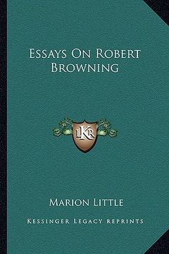 portada essays on robert browning (in English)