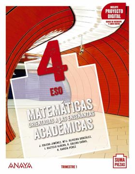 portada Matemáticas Orientadas a las Enseñanzas Académicas 4. Trimestres.