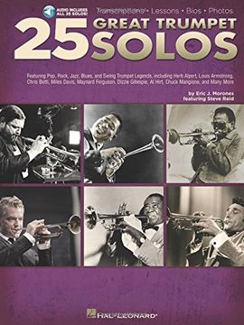 portada 25 Great Trumpet Solos: Transcriptions * Lessons * BIOS * Photos Book/Online Audio [With CD (Audio)] (en Inglés)