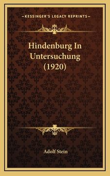 portada Hindenburg In Untersuchung (1920) (en Alemán)