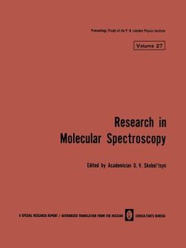 portada Research in Molecular Spectroscopy / Issledovaniya Po Molekulyarnoi Spektroskopii / Иccледоbahия Пo &# (en Inglés)