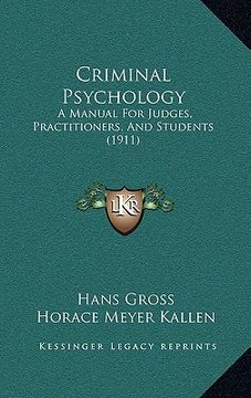 portada criminal psychology: a manual for judges, practitioners, and students (1911) (en Inglés)