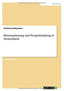 portada Börsenzulassung und Prospekthaftung in Deutschland