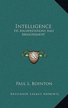 portada intelligence: its manifestations and measurement (en Inglés)
