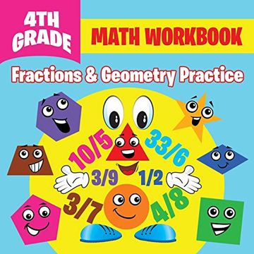 portada 4th Grade Math Workbook: Fractions & Geometry Practice (en Inglés)