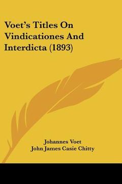 portada voet's titles on vindicationes and interdicta (1893) (en Inglés)