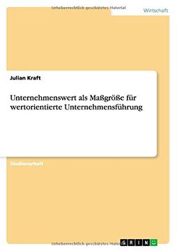 portada Unternehmenswert als Maßgröße für wertorientierte Unternehmensführung (German Edition)