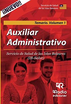 portada Auxiliar Administrativo. Servicio de Salud de las Islas Baleares. Temario. Volumen 1.