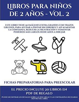 portada Fichas Preparatorias Para Preescolar (Libros Para Niños de 2 Años - Vol. 2): Este Libro Tiene 50 Imágenes Extra Grandes con Trazos Gruesos, Para.   La Frustración y Fomentar Períodos más Largo