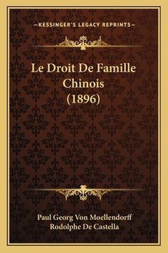 portada Le Droit De Famille Chinois (1896) (in French)