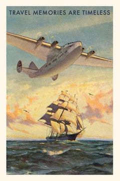 portada Vintage Journal Airplane and Sailing Ship Travel Poster (en Inglés)