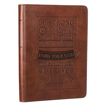 portada "Be Strong & Courageous" Brown Flexcover Journal - Joshua 1:9 (en Inglés)