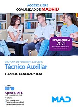 portada Técnico Auxiliar Grupo iv de la Comunidad de Madrid (Acceso Libre). Temario General y Test (in Spanish)