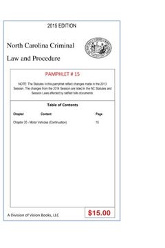 portada North Carolina Criminal Law and Procedure-Pamphlet 15