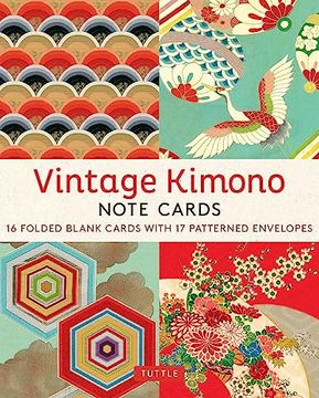 portada Vintage Kimono, 16 Note Cards: 8 Illustrations From 1900's Vintage Japanese Kimono Fabrics (Blank Cards With Envelopes in a Keepsake Box) 