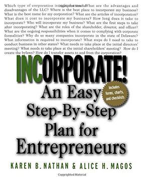 portada Incorporate! An Easy Step-By-Step Plan for Entrepreneurs (en Inglés)