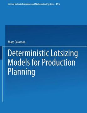 portada deterministic lotsizing models for production planning (en Inglés)