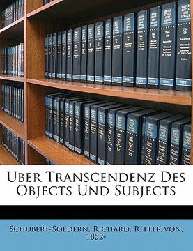 portada Uber Transcendenz Des Objects Und Subjects (en Alemán)