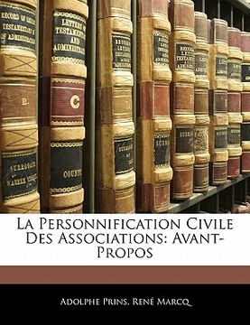 portada La Personnification Civile Des Associations: Avant-Propos (in French)