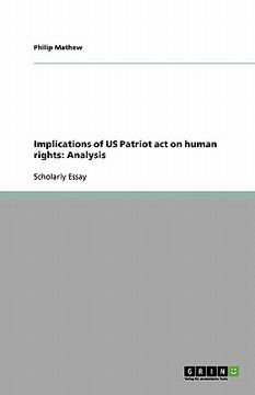 portada implications of us patriot act on human rights: analysis (en Inglés)