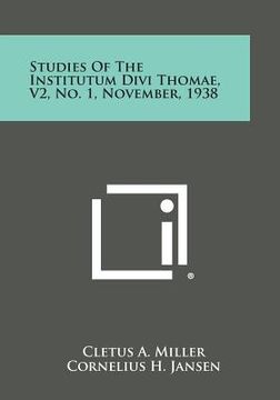 portada Studies of the Institutum Divi Thomae, V2, No. 1, November, 1938