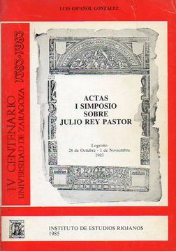 portada actas i simposio sobre julio rey pastor. logroño, 28 de ocutbre a 1 de noviembre de 1983.